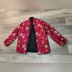 Vtg Reversible Chinese Brocade Jacket – Red / Black Gold, Frog Closure Women's S